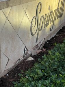 Photo of a damaged tile on the South Side of the Springhill community